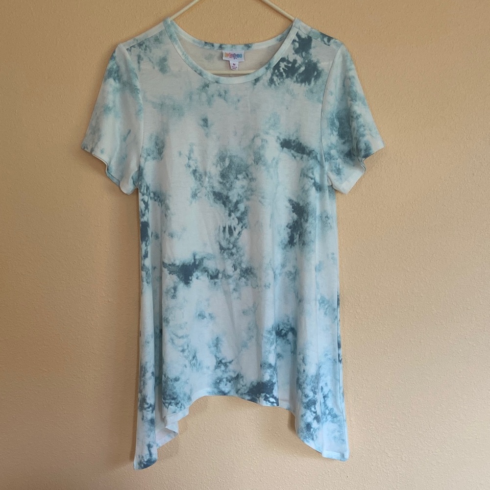 New Women’s Melissa LuLaRoe Blue Tie-Dye Short Sleeve Top, Size Medium